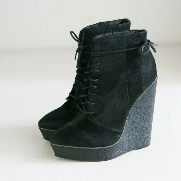 KG Kurt Geiger Black Cow Skin High Lace up boots - Picture 5 of 10